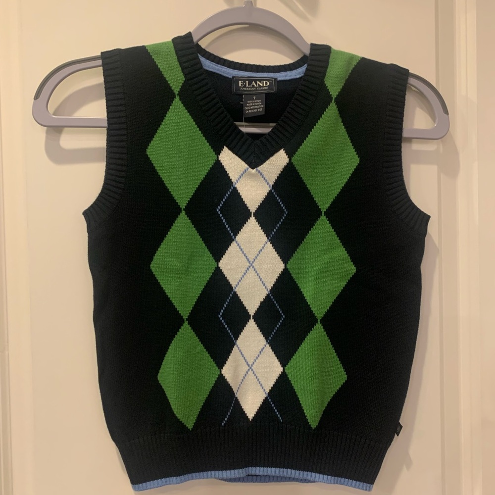 Eland argyle vest sz 7 NWT